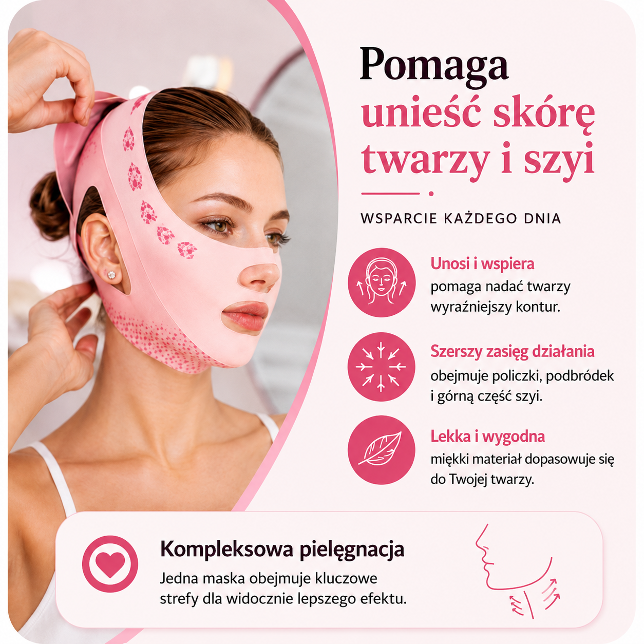 Kobieta zakładająca maskę Linea